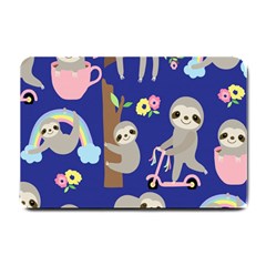 Hand-drawn-cute-sloth-pattern-background Small Doormat by Simbadda