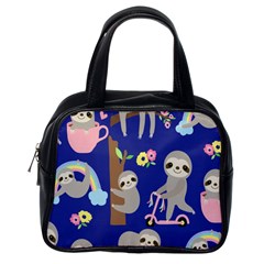 Hand-drawn-cute-sloth-pattern-background Classic Handbag (One Side)