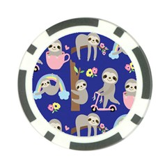 Hand-drawn-cute-sloth-pattern-background Poker Chip Card Guard (10 pack)