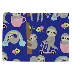 Hand-drawn-cute-sloth-pattern-background Cosmetic Bag (xxl) by Simbadda