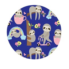 Hand-drawn-cute-sloth-pattern-background Mini Round Pill Box (Pack of 3)