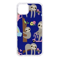 Hand-drawn-cute-sloth-pattern-background Iphone 14 Plus Tpu Uv Print Case by Simbadda