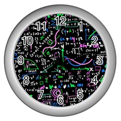 Math-linear-mathematics-education-circle-background Wall Clock (silver)