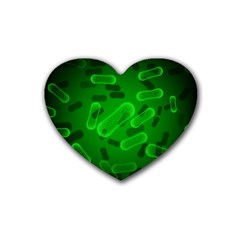 Green-rod-shaped-bacteria Rubber Coaster (heart) by Simbadda