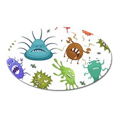 Dangerous-streptococcus-lactobacillus-staphylococcus-others-microbes-cartoon-style-vector-seamless-p Oval Magnet by Simbadda