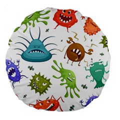 Dangerous-streptococcus-lactobacillus-staphylococcus-others-microbes-cartoon-style-vector-seamless-p Large 18  Premium Round Cushions by Simbadda