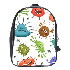 Dangerous-streptococcus-lactobacillus-staphylococcus-others-microbes-cartoon-style-vector-seamless-p School Bag (xl)