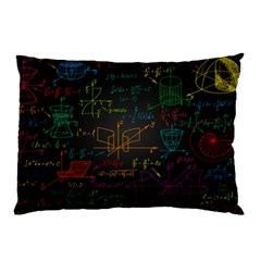 Mathematical-colorful-formulas-drawn-by-hand-black-chalkboard Pillow Case by Simbadda