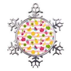 Tropical-fruits-berries-seamless-pattern Metal Large Snowflake Ornament