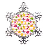 Tropical-fruits-berries-seamless-pattern Metal Large Snowflake Ornament Front