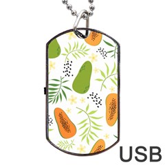 Seamless-tropical-pattern-with-papaya Dog Tag Usb Flash (one Side) by Simbadda