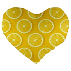 Lemon-fruits-slice-seamless-pattern Large 19  Premium Flano Heart Shape Cushions by Simbadda