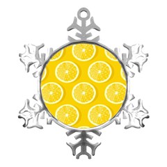 Lemon-fruits-slice-seamless-pattern Metal Small Snowflake Ornament