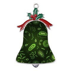 Bacteria-virus-seamless-pattern-inversion Metal Holly Leaf Bell Ornament