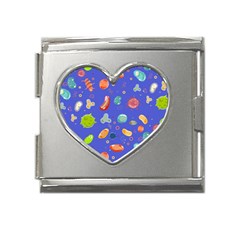 Virus-seamless-pattern Mega Link Heart Italian Charm (18mm)