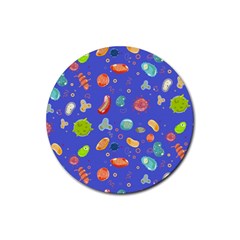 Virus-seamless-pattern Rubber Round Coaster (4 Pack) by Simbadda