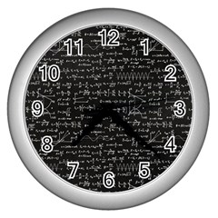 Math-equations-formulas-pattern Wall Clock (silver)