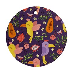 Exotic-seamless-pattern-with-parrots-fruits Round Ornament (two Sides)