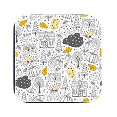 Doodle-seamless-pattern-with-autumn-elements Square Metal Box (black)