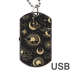 Asian-seamless-pattern-with-clouds-moon-sun-stars-vector-collection-oriental-chinese-japanese-korean Dog Tag Usb Flash (two Sides) by Simbadda
