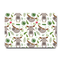 Seamless-pattern-with-cute-sloths Small Doormat by Simbadda