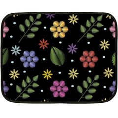 Embroidery-seamless-pattern-with-flowers Two Sides Fleece Blanket (mini)