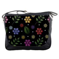 Embroidery-seamless-pattern-with-flowers Messenger Bag by Simbadda