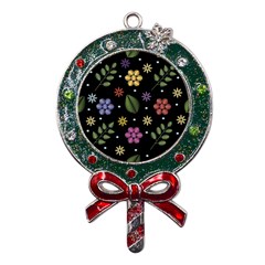 Embroidery-seamless-pattern-with-flowers Metal X mas Lollipop With Crystal Ornament