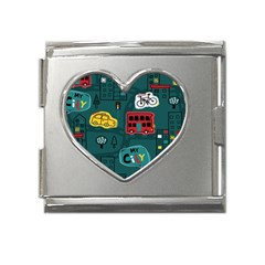 Seamless-pattern-hand-drawn-with-vehicles-buildings-road Mega Link Heart Italian Charm (18mm)