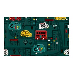 Seamless-pattern-hand-drawn-with-vehicles-buildings-road Banner and Sign 5  x 3 