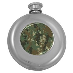 Camouflage-splatters-background Round Hip Flask (5 Oz) by Simbadda