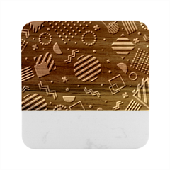 Flat-design-geometric-shapes-background Marble Wood Coaster (square)