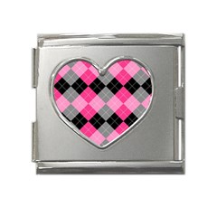 Seamless-argyle-pattern Mega Link Heart Italian Charm (18mm)