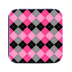 Seamless-argyle-pattern Square Metal Box (black) by Simbadda