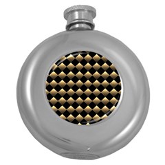 Golden-chess-board-background Round Hip Flask (5 Oz) by Simbadda