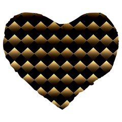 Golden-chess-board-background Large 19  Premium Heart Shape Cushions