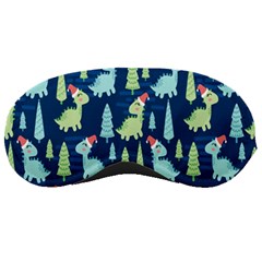 Cute-dinosaurs-animal-seamless-pattern-doodle-dino-winter-theme Sleep Mask by Simbadda
