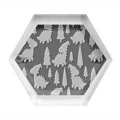 Cute-dinosaurs-animal-seamless-pattern-doodle-dino-winter-theme Hexagon Wood Jewelry Box by Simbadda