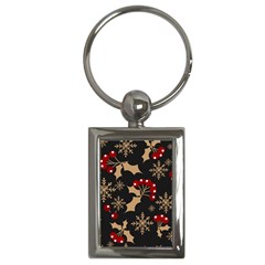 Christmas-pattern-with-snowflakes-berries Key Chain (rectangle) by Simbadda