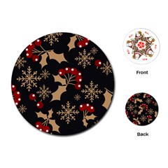 Christmas-pattern-with-snowflakes-berries Playing Cards Single Design (round) by Simbadda