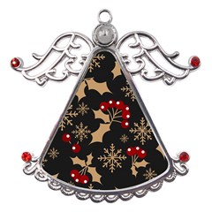 Christmas-pattern-with-snowflakes-berries Metal Angel With Crystal Ornament