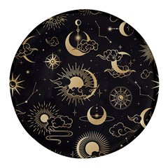 Asian Seamless Pattern With Clouds Moon Sun Stars Vector Collection Oriental Chinese Japanese Korean Round Glass Fridge Magnet (4 Pack) by Grandong