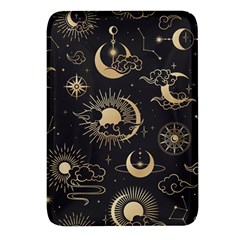 Asian Seamless Pattern With Clouds Moon Sun Stars Vector Collection Oriental Chinese Japanese Korean Rectangular Glass Fridge Magnet (4 Pack)