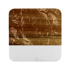 Feather Pattern Texture Form Marble Wood Coaster (square)