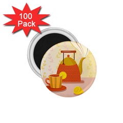 Tea Pot Cup Drawing 1 75  Magnets (100 Pack)  by Grandong