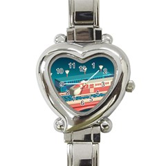 Bridge Transportation Train Toys Heart Italian Charm Watch