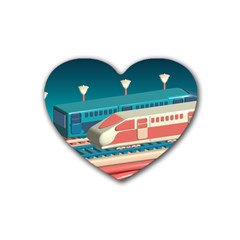 Bridge Transportation Train Toys Rubber Heart Coaster (4 Pack)