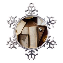 Generated Desk Book Inkwell Pen Metal Large Snowflake Ornament