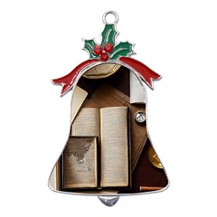 Generated Desk Book Inkwell Pen Metal Holly Leaf Bell Ornament by Grandong