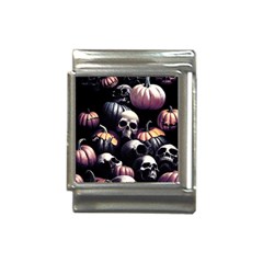 Halloween Party Skulls, Demonic Pumpkins Pattern Italian Charm (13mm) by Casemiro